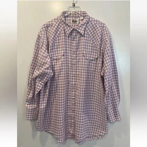 Ely Cattleman Tall Man Western Pearl Snap‎ Plaid Check Shirt Men 3XLT (268)